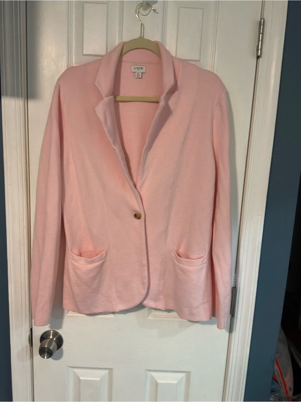 J. Crew Pale Pink Single-Button Knit Blazer